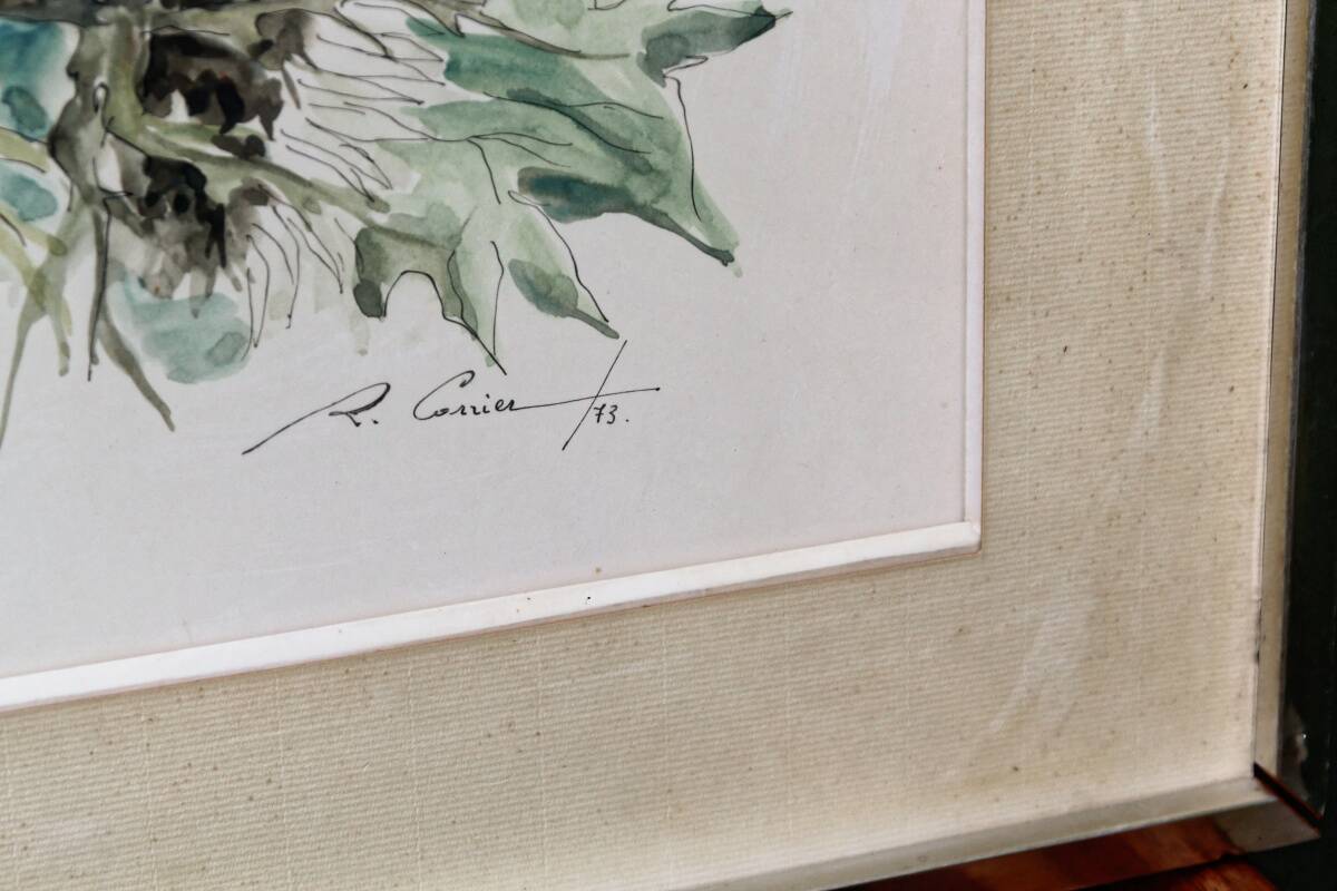 Watercolor, bouquet of flowers, Raymonde Carrier