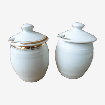 2 barrels of mustard porcelain from Limoges Charlionais - Panassier Toulouse