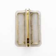 Pair of Curved Clear Ribbed Murano Glass and Brass Wall Sconces