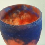 Tulip for chandelier or lamp - orange blue purple marbled glass Art Deco