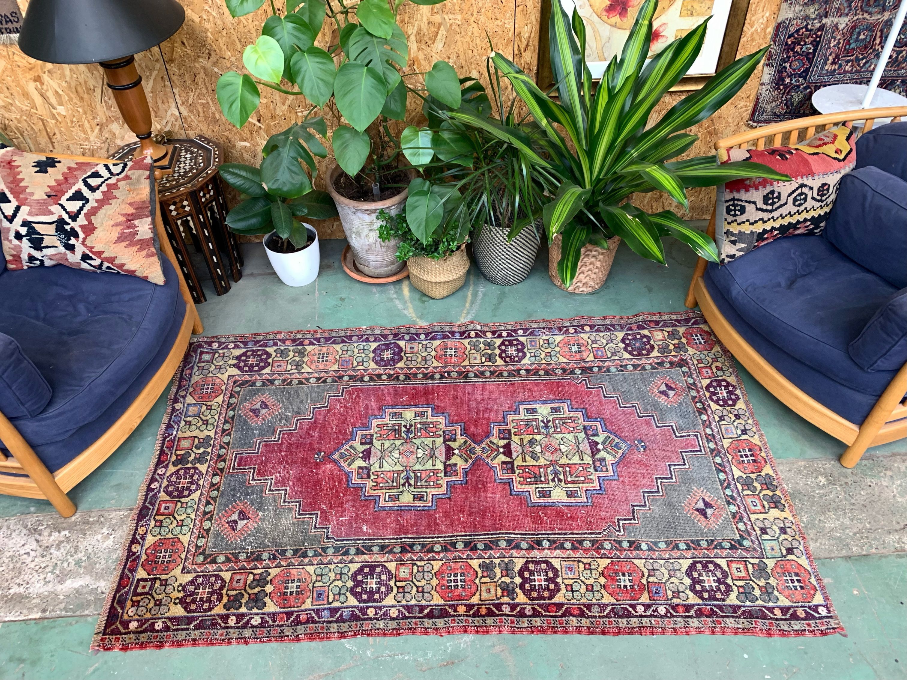 Vintage turkish oushak rug 192x112 cm