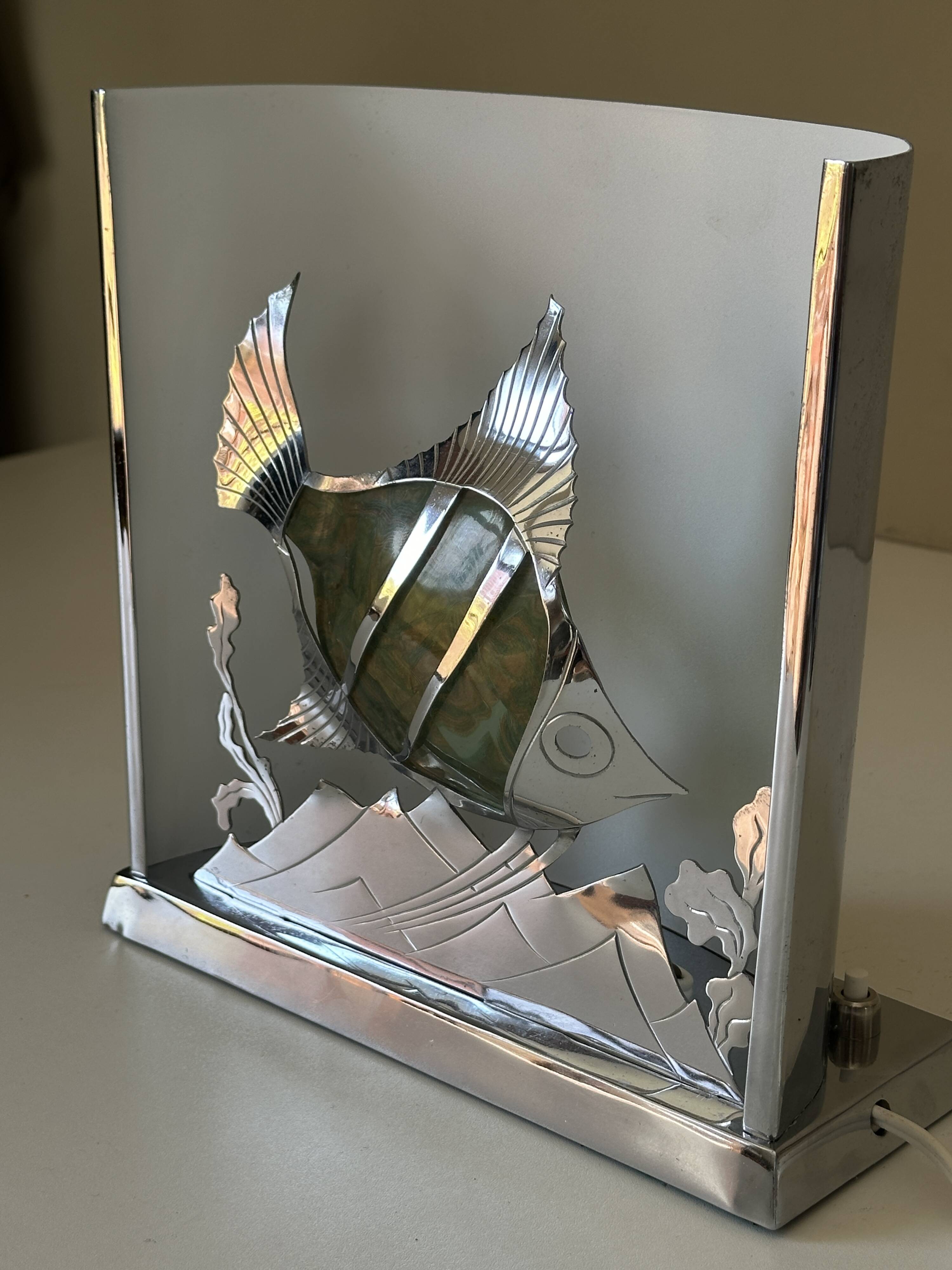 Fish lamp signed vintage design 50s