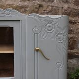 Renovated vintage low sideboard - Unique piece of furniture with floral moldings