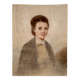 Old pastel drawing on paper portrait of a woman