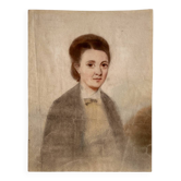 Dessin ancien au pastel sur papier portrait de femme