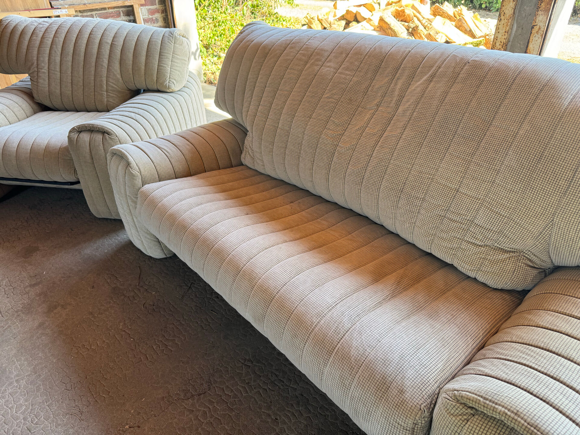 Rare salon vintage Ligne Roset – Made in France – Canapé & 2 fauteuils