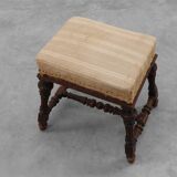 Baroque 19th century oak stool in Louis XV style, France