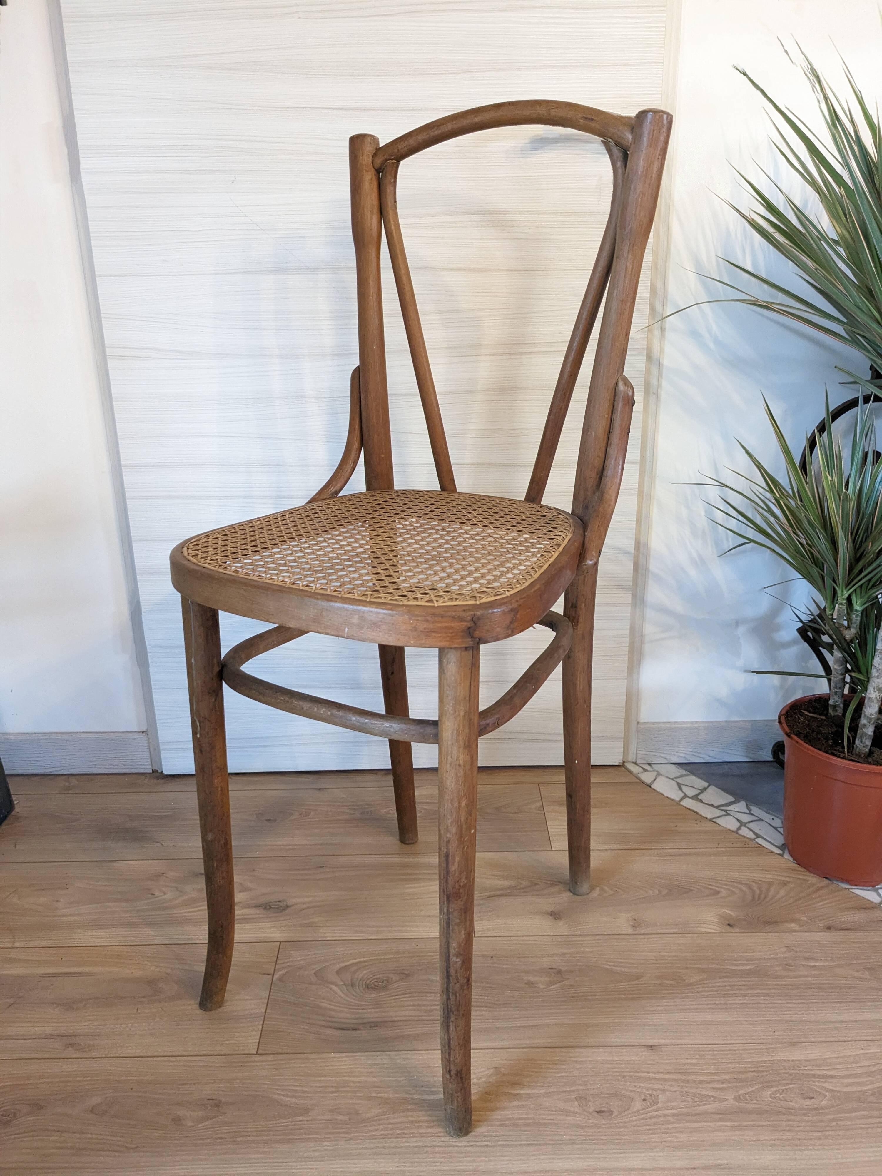 High cane bistro chair and curved wood