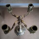 Paire de grands chandeliers 4 branches en bronze doré