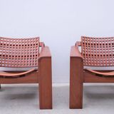 Pair of solid Lebanese cedar armchairs