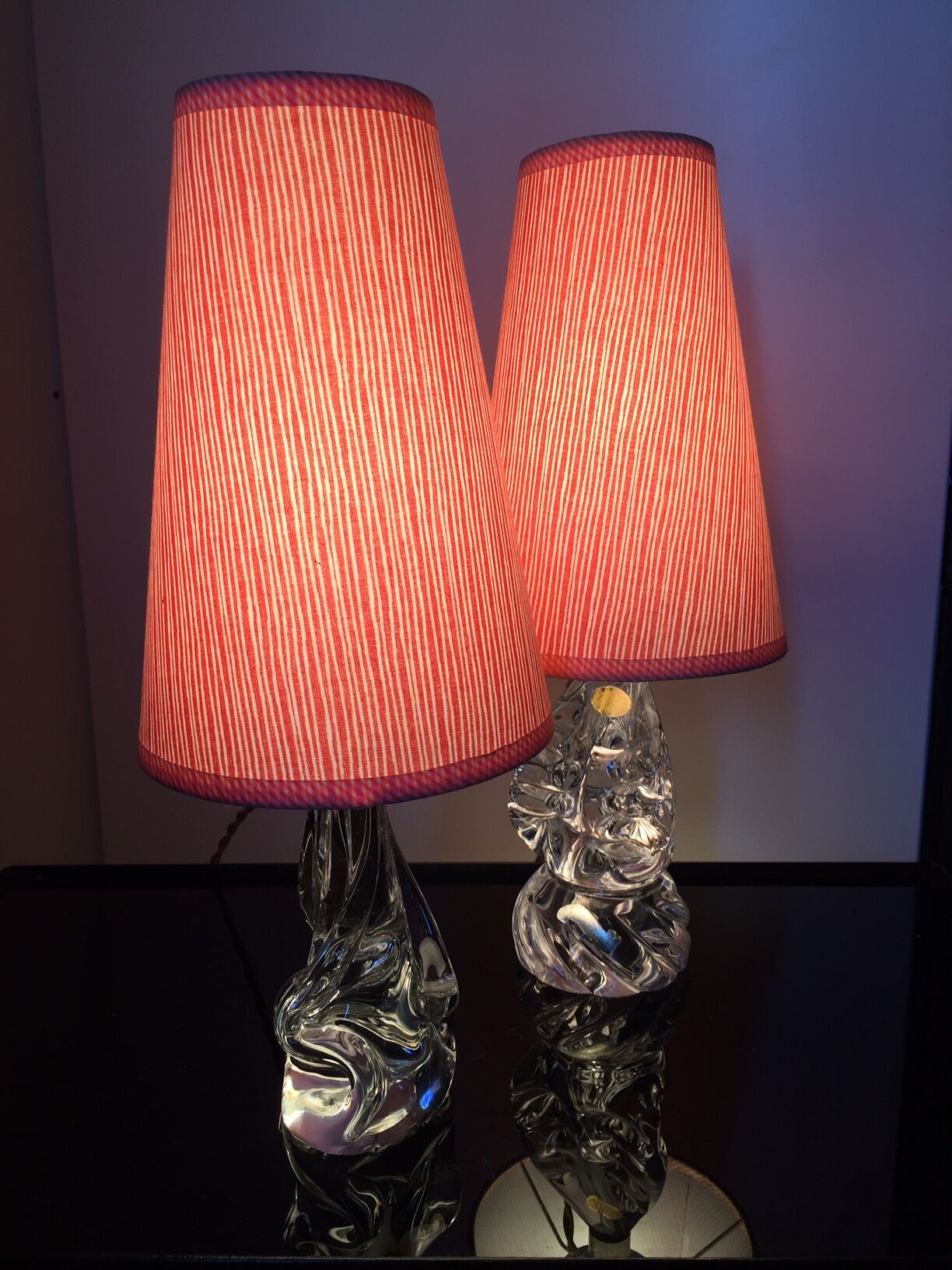 Pair of lamps, Crystal foot