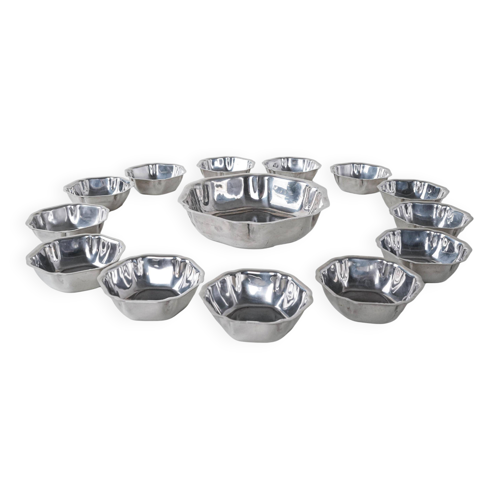 Set of stainless steel bowls, Italian design, 1980s, made in Italy