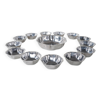 Set of stainless steel bowls, Italian design, 1980s, made in Italy
