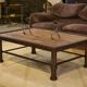 Table basse brutaliste bois et fer forgé 1960’s