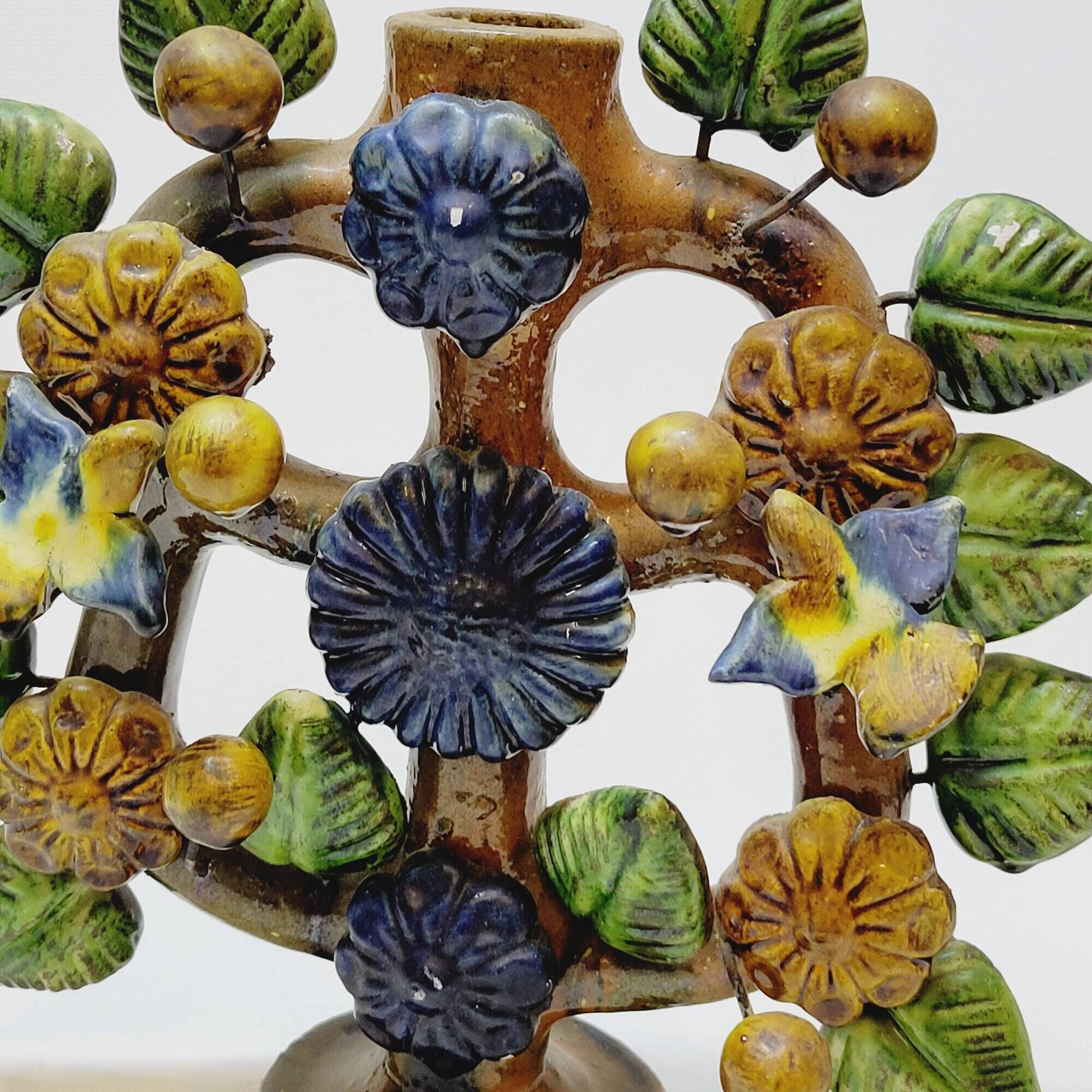 Chandelier Vintage Arbre De Vie Mexique Mexicain En Terre Cuite Émaillée