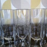 Lot of 8 engraved crystal champagne flutes