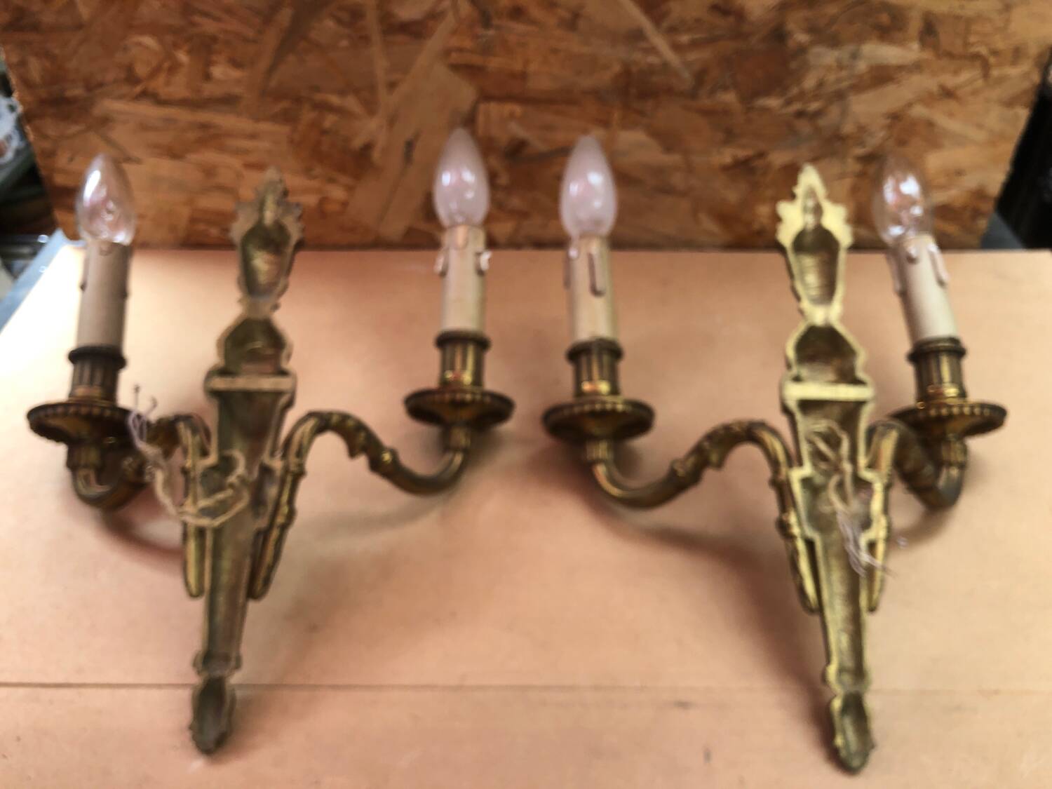 Paire ancienne applique doube style louis xv bronze doré