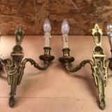 Pair of old doube wall lamp louis xv style gilt bronze