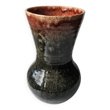 Grand Vase balustre en céramique émaillée Signé Accolay