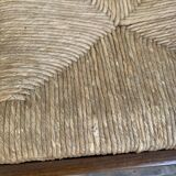 Pair of 20th century wooden stools with straw seats