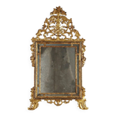 Miroir ancien en tilleul doré, sculptures baroques, XVIIIe siècle