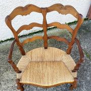 Provencal double armchair with woven rush in walnut