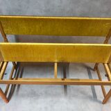 Banc hêtre et paille des années 70