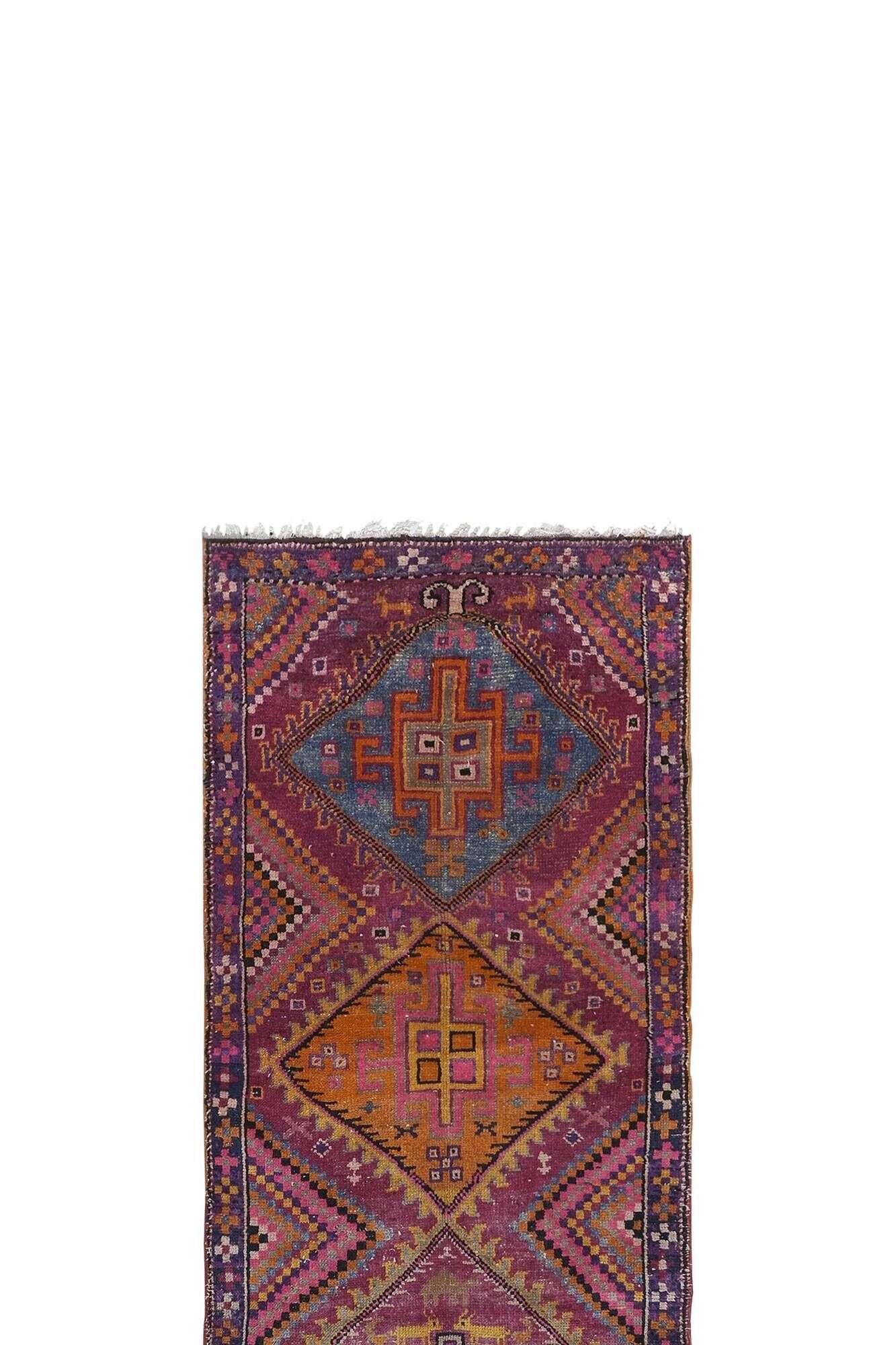 Vintage Turkish hallway rug 127x370 cm