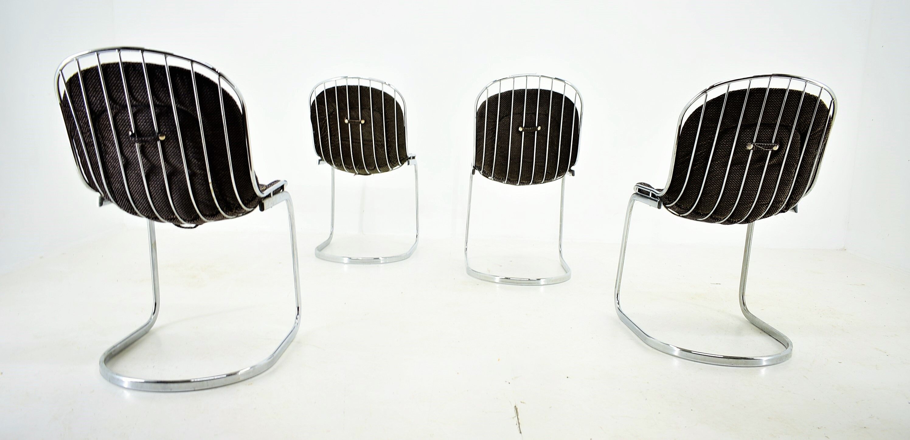 Set of four chrome dining chairs, italy, 1970s