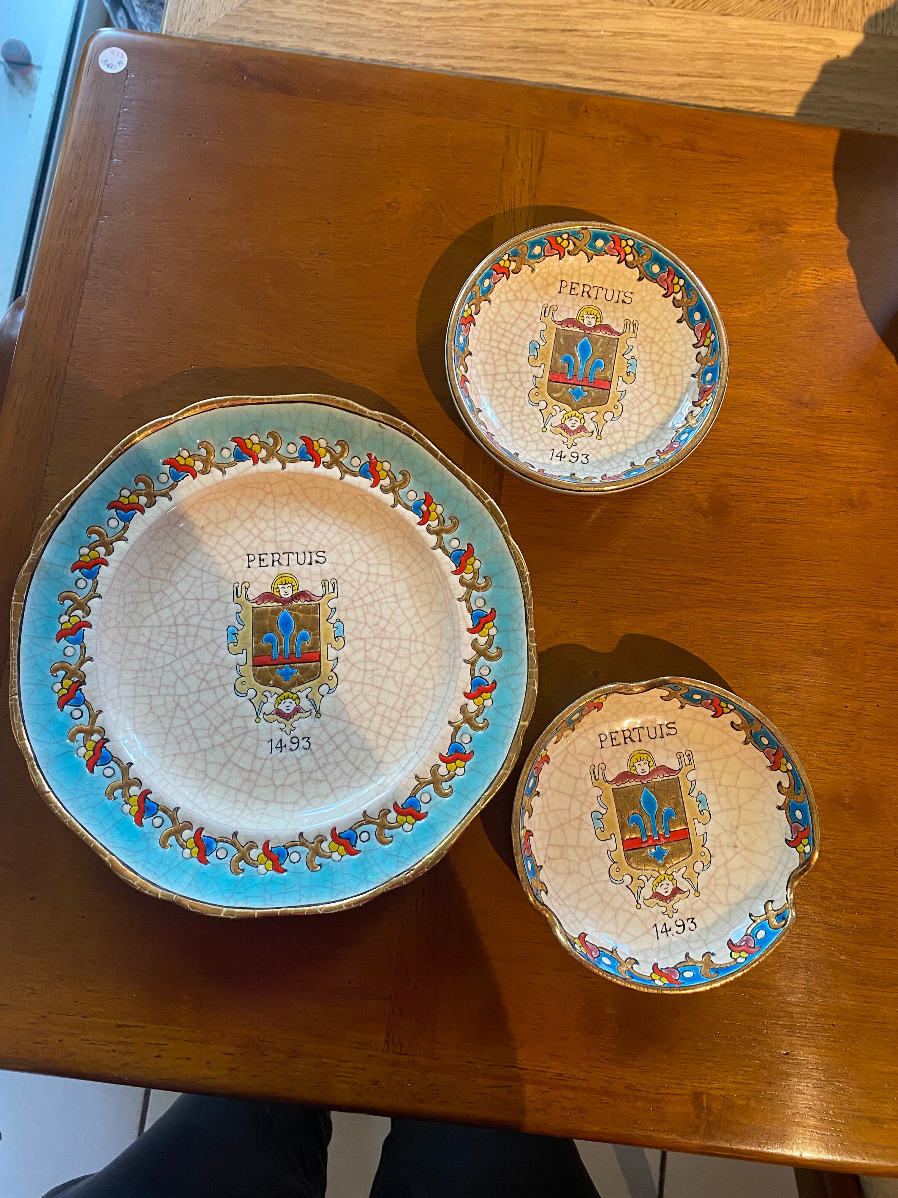 Faience de Longwy plate trio
