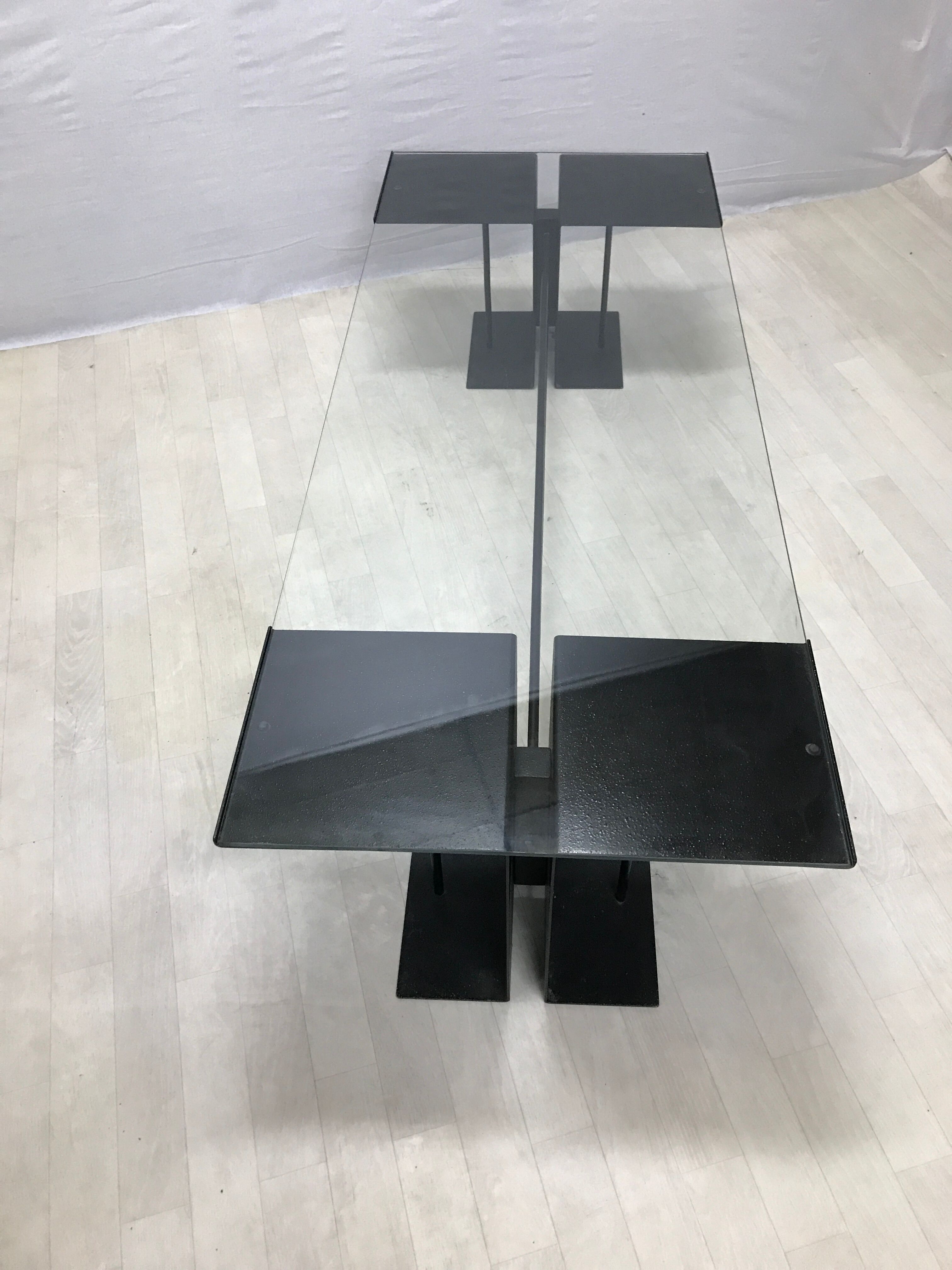 Steel and glass coffee table