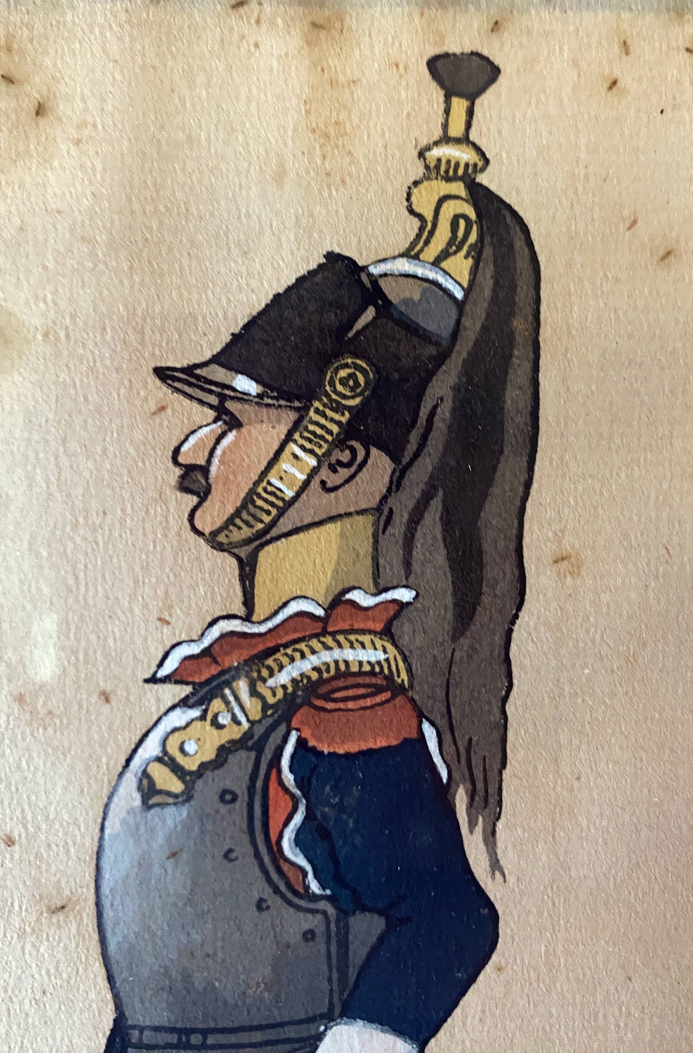 Paintings xix° portraits miltaire gouache uniform on ingres paper (cf. hergé)
