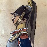 Paintings xix° portraits miltaire gouache uniform on ingres paper (cf. hergé)