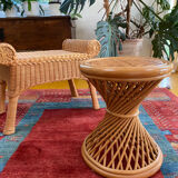 Tabouret diabolo sellette en rotin