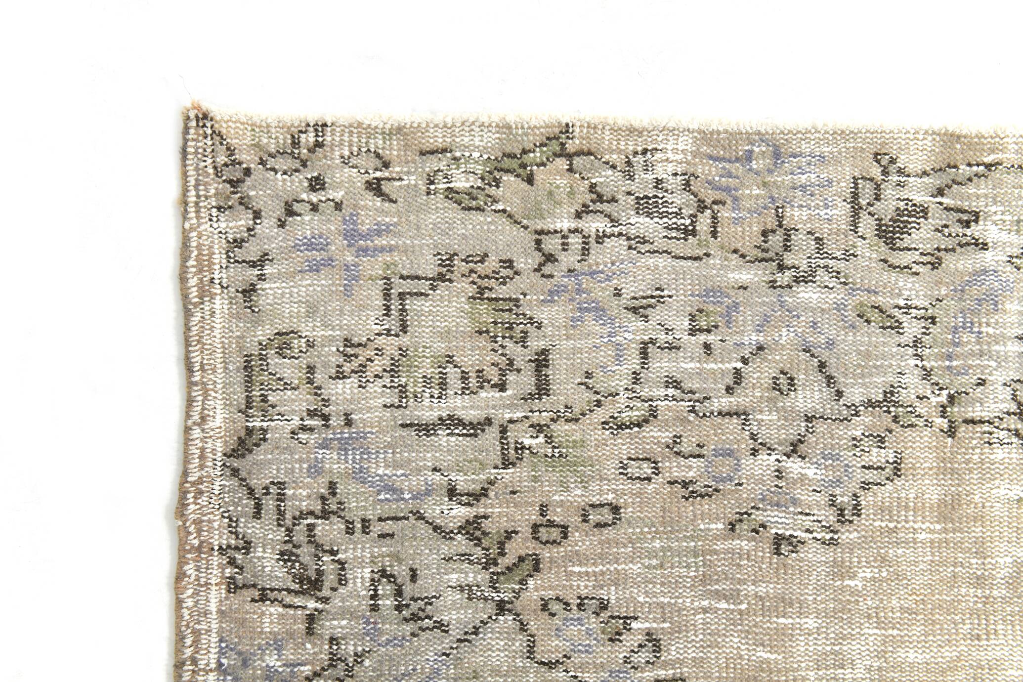 5x9 Rug For Living Room Gray Blue Handmade Wool Antique Turkish Rug, 156x264Cm