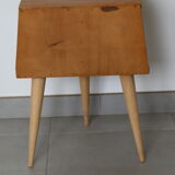 Oak-plated tripod bedside table 1950