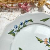 Ancienne Assiette Faïence Française XVIIIème NEVERS motif fleuri