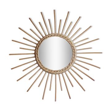 Vintage rattan sun mirror