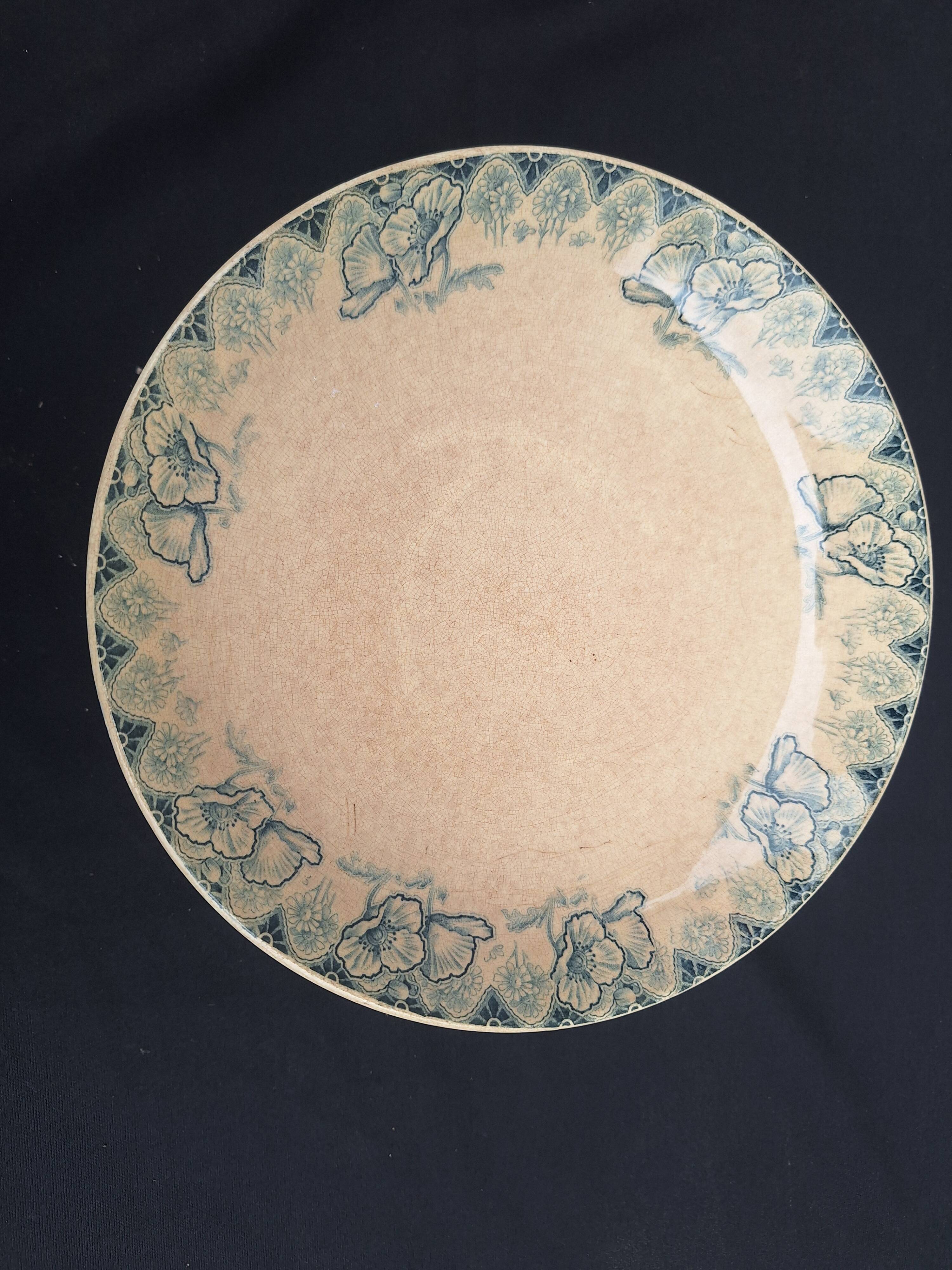Old Compote Dish Terre de Fer Choisy-Le-Roi H.B. & Cie Poppy Model