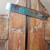 Old Burmese teak gate with openwork wrought iron panels