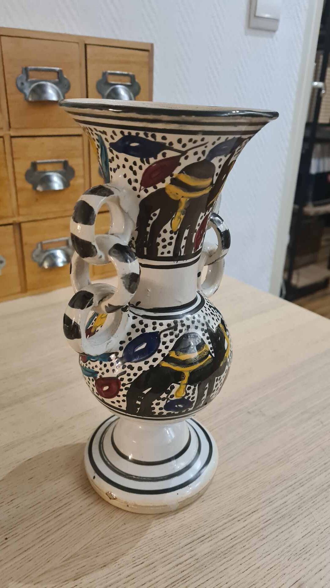 Artisanal vase in glazed ceramic, vintage 50s