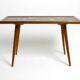 Beautiful long Mid Century walnut wood coffee table with a mosaic surface