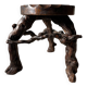 Brutalist tripod stool, vine legs, 1950s