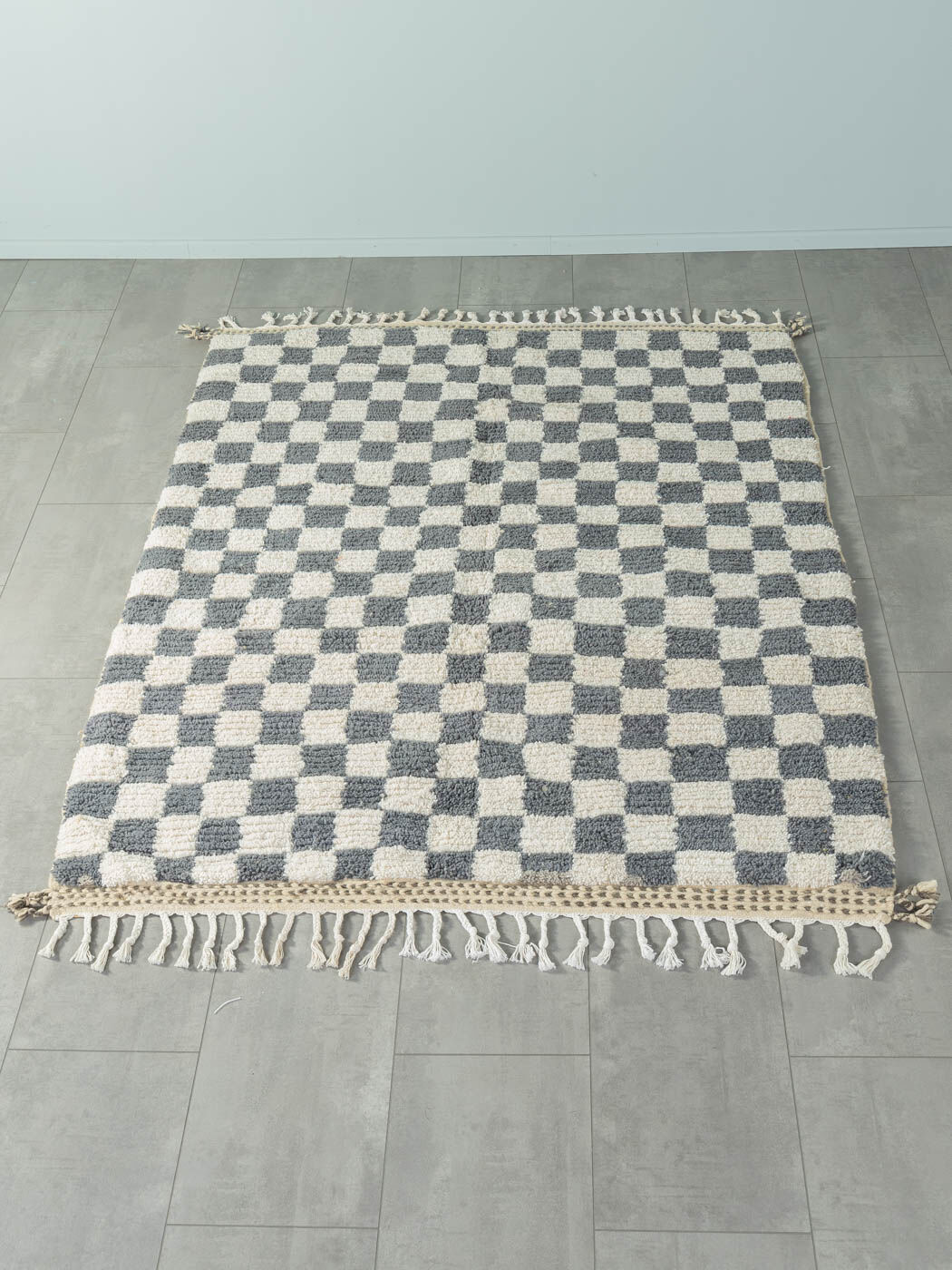 Grey Blue Check, Berber Rug, 162 x 215