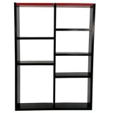 Vintage modular Dodona 300 black and red plastic bookcase for Artemide in 1970