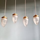 Pendant in satin-finished crystal cut into a point (4 available), early 20th century.