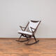 Danish teak & boucle rocking chair by Frank Reenskaug for Bramin