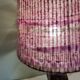 Lampe de table en bois sculpté, abat-jour en laine