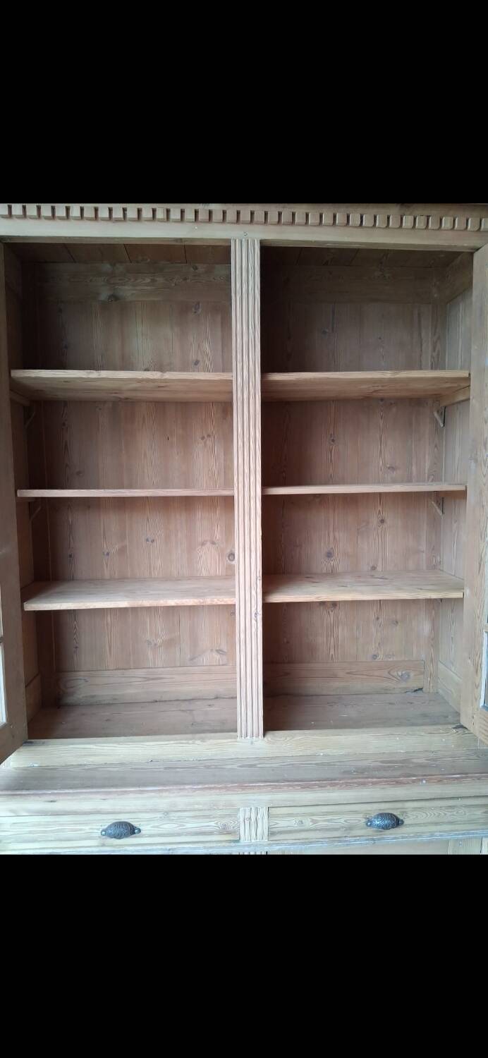 Bibliothèque deux corps du XIXè en sapin massif