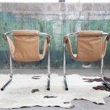 Vecta Zermatt chrome armchair in beige leather, 1970s